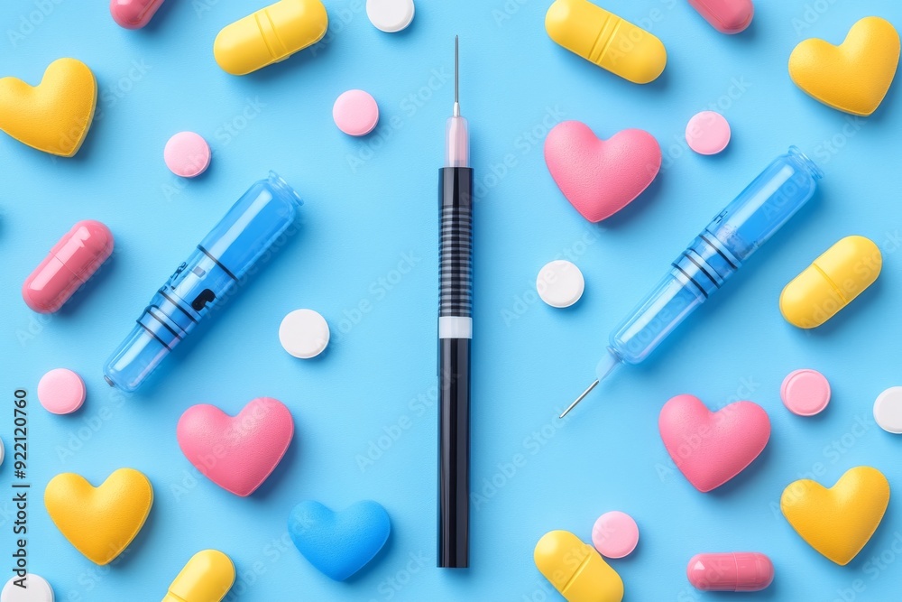 Artistic and Colorful Pharmaceutical Pills on a Reflective Surface Artistic and Colorful Pharmaceutical Pills on a Reflective Surface
