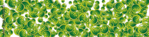 Vitamin Q10 round capsules scattered randomly.