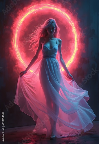  Ethereal Woman in Neon Light