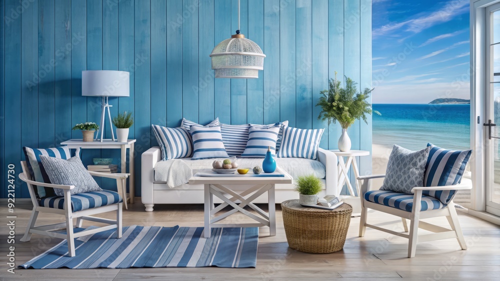 Obraz premium Coastal Connoisseur: Relaxed, Coastal, Salty, Blue, White