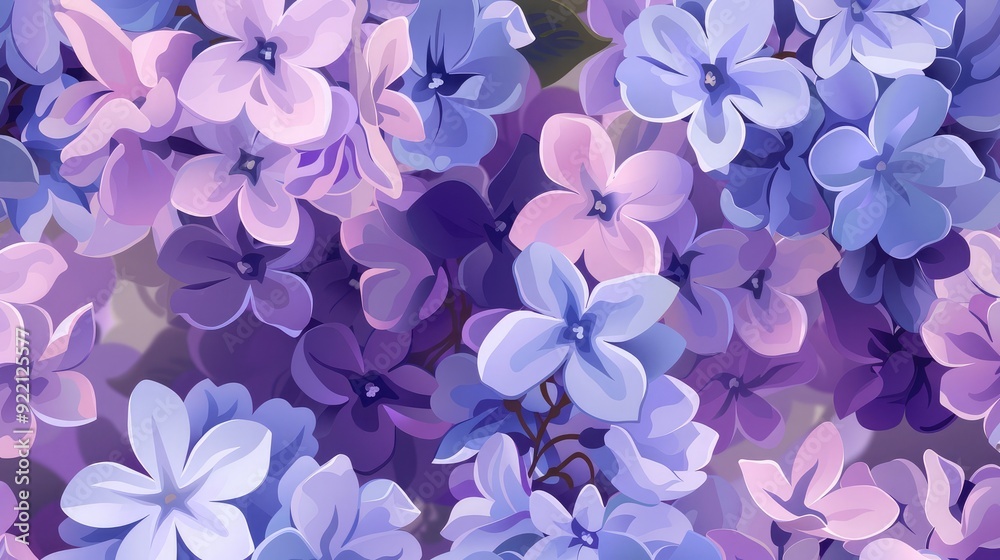 Delicate seamless pattern of lilacs and violets. Delicate seamless pattern of lilacs and violets.