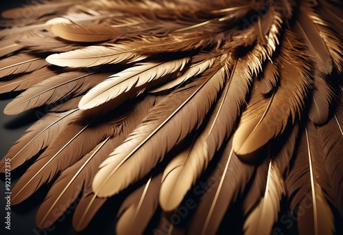 abstract idea with browen and gold fabric feathers photo