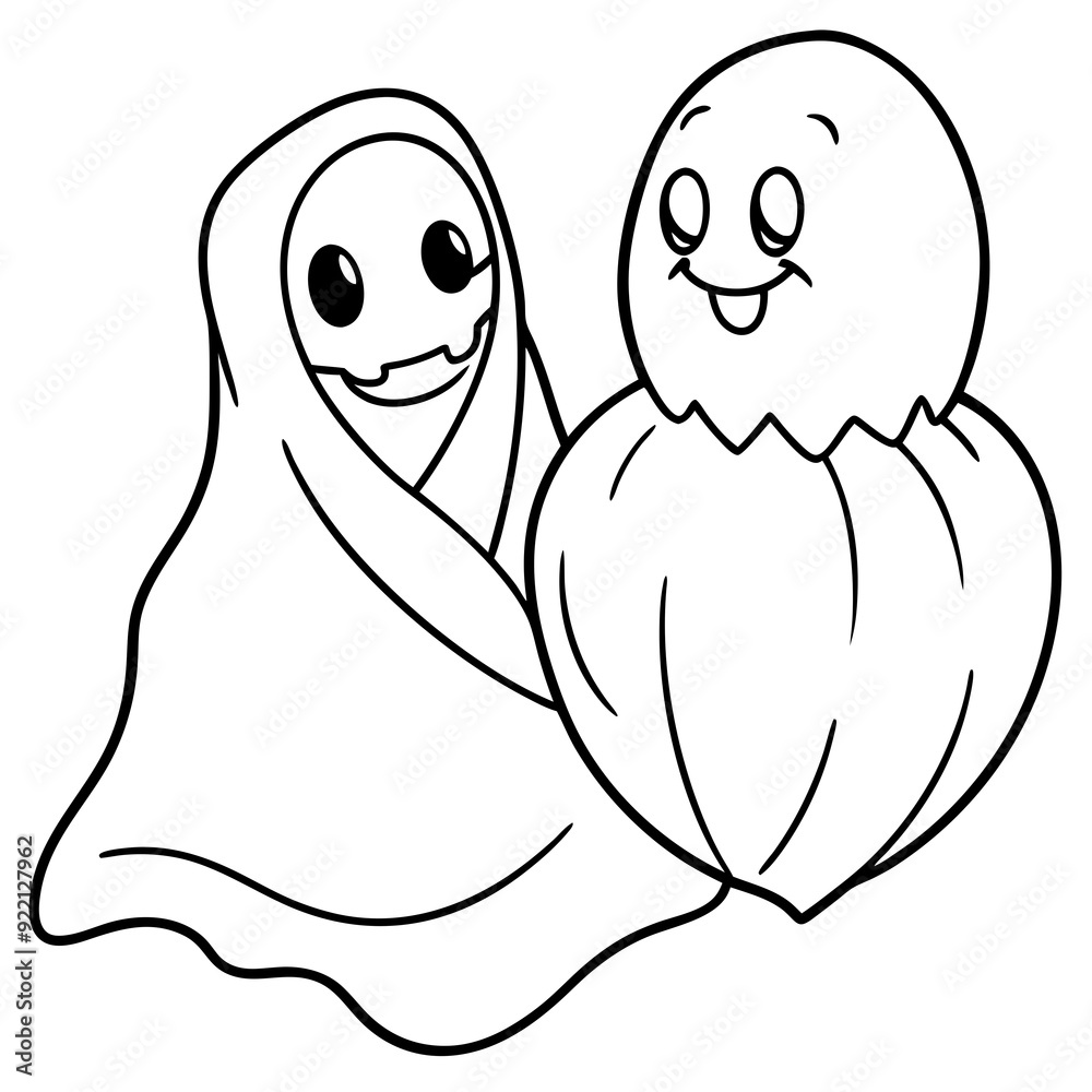 Ghost and Pumpkin Silhouette Black Vector Ghost and Pumpkin Silhouette Black Vector