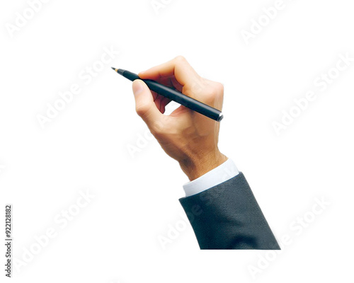 hand with pen isolated on white background
