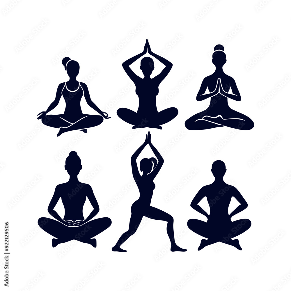 yoga poses silhouette set vector illustration yoga poses silhouette set vector illustration