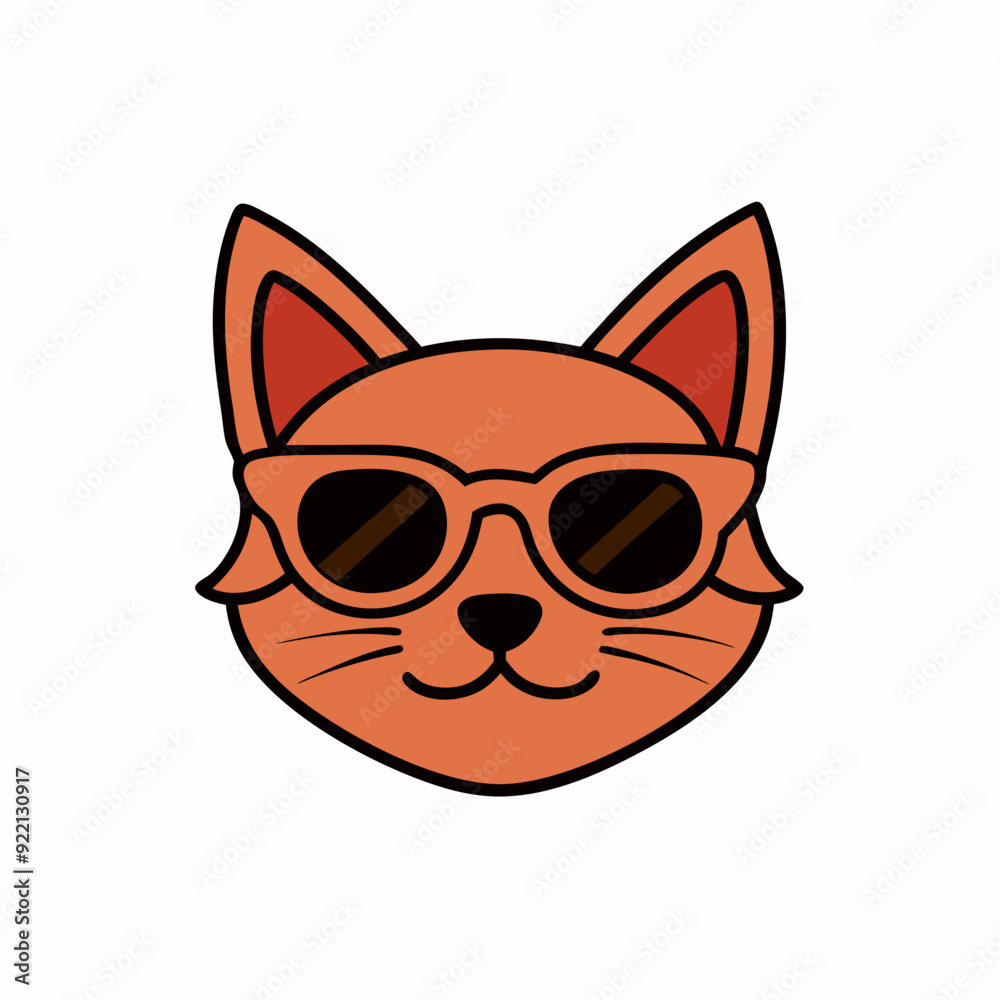 A cat's head wearing sunglasses art vector illustration A cat's head wearing sunglasses art vector illustration