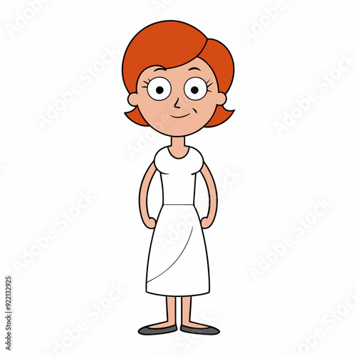 A red haired lady, art vector illustration