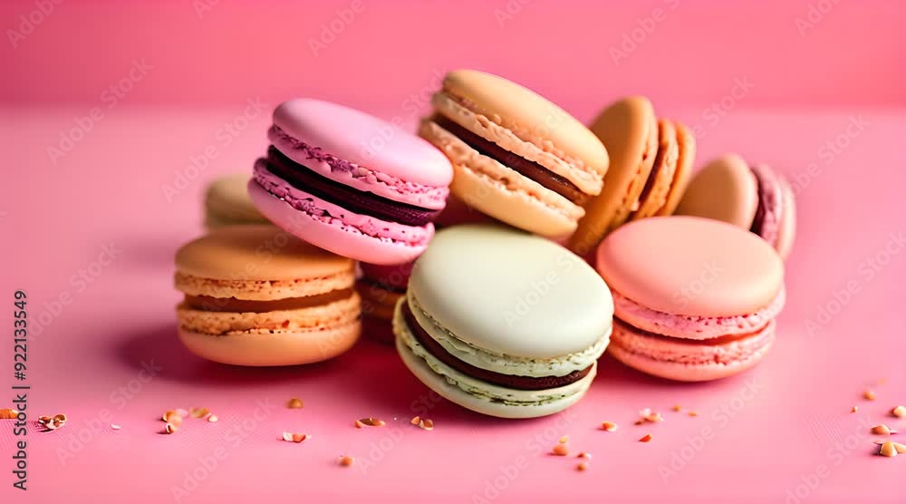 Sweet Macaron Cake on Light Pink Background