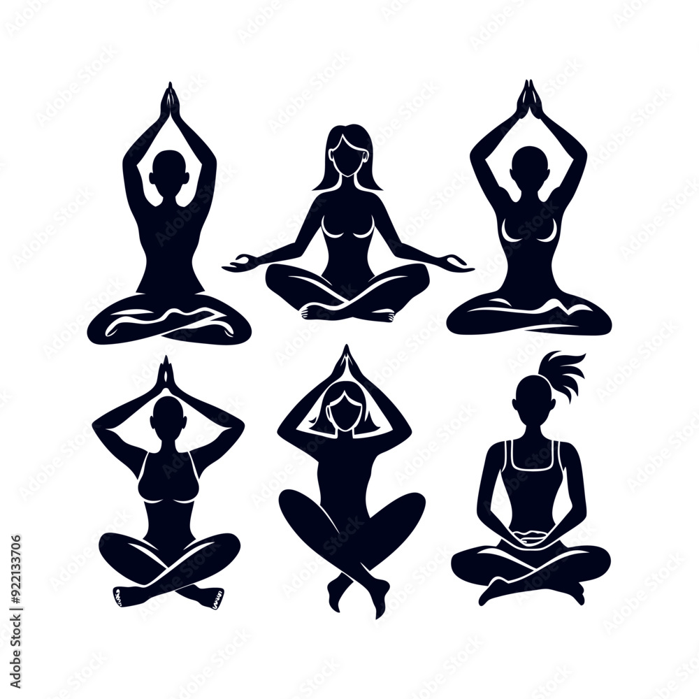 yoga poses silhouette set vector illustration yoga poses silhouette set vector illustration