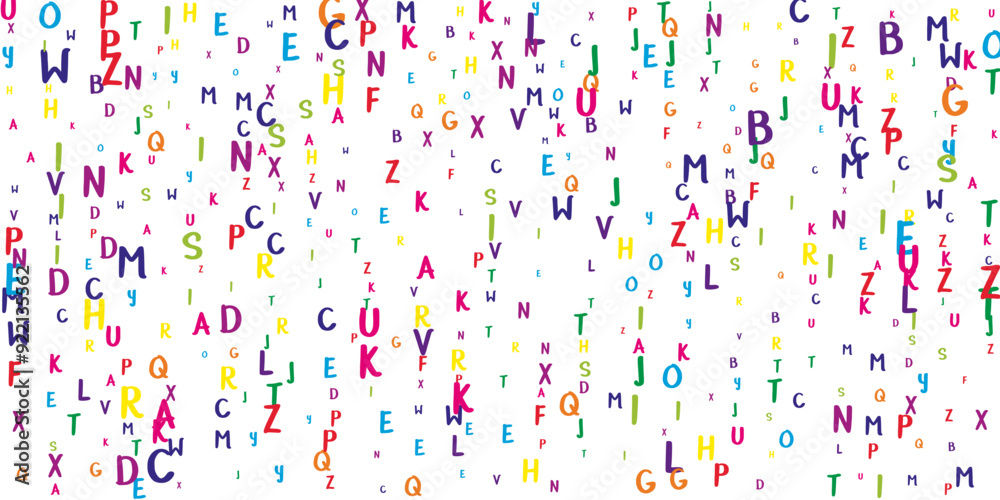 Obraz premium Falling letters of English language. Colorful