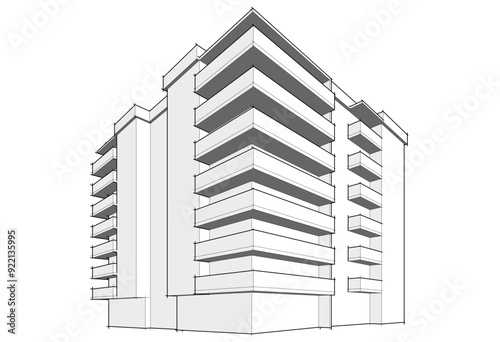 Architectural background vector 3d illustration