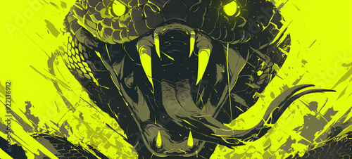 black and green viper snake venom poison effect illustration