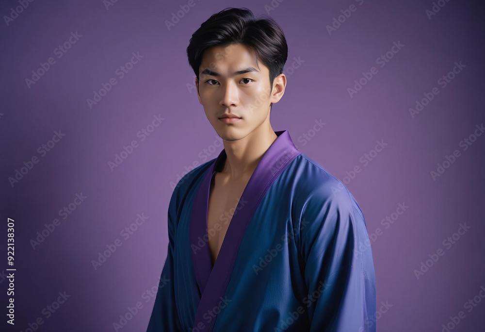 A young asian man with dark hair and a muscular build A young asian man with dark hair and a muscular build