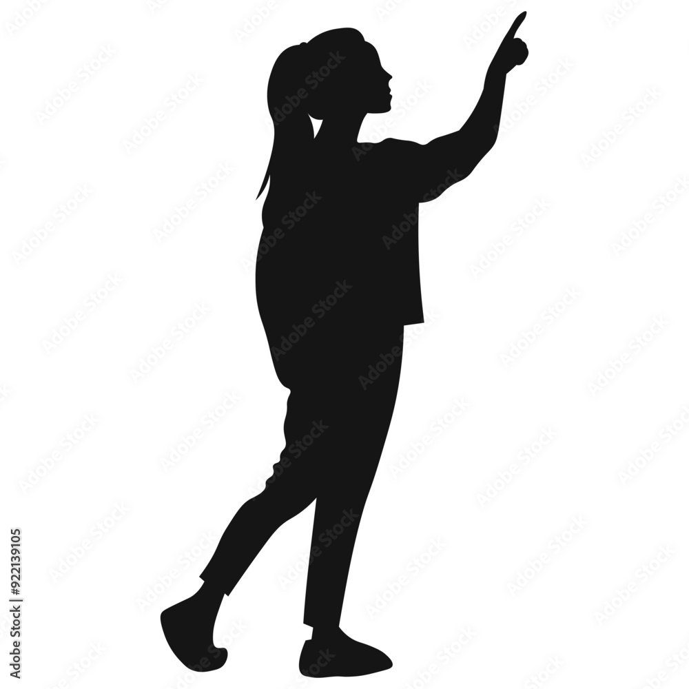 man in jacket pointing up vector silhouette man in jacket pointing up vector silhouette