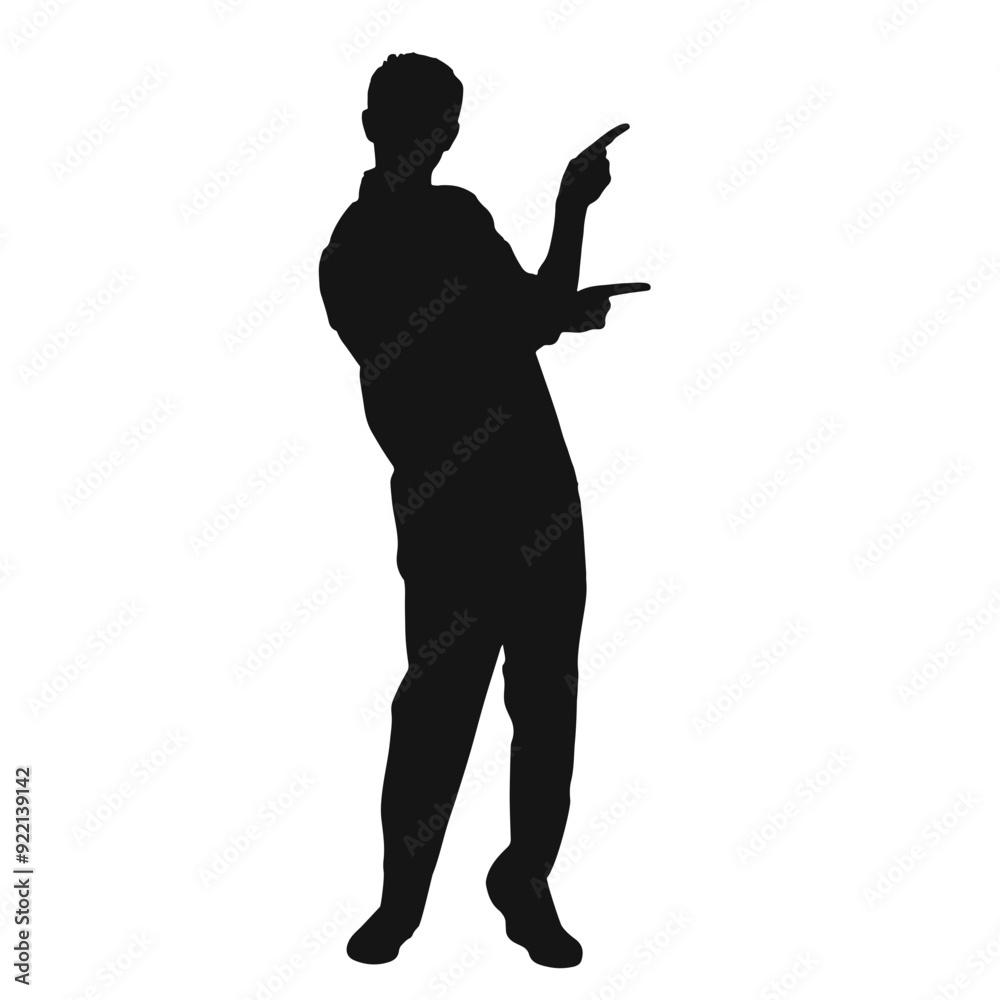 man in jacket pointing up vector silhouette man in jacket pointing up vector silhouette