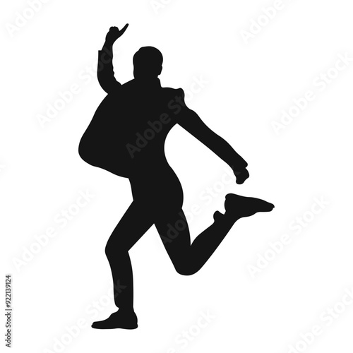 man in jacket pointing up vector silhouette