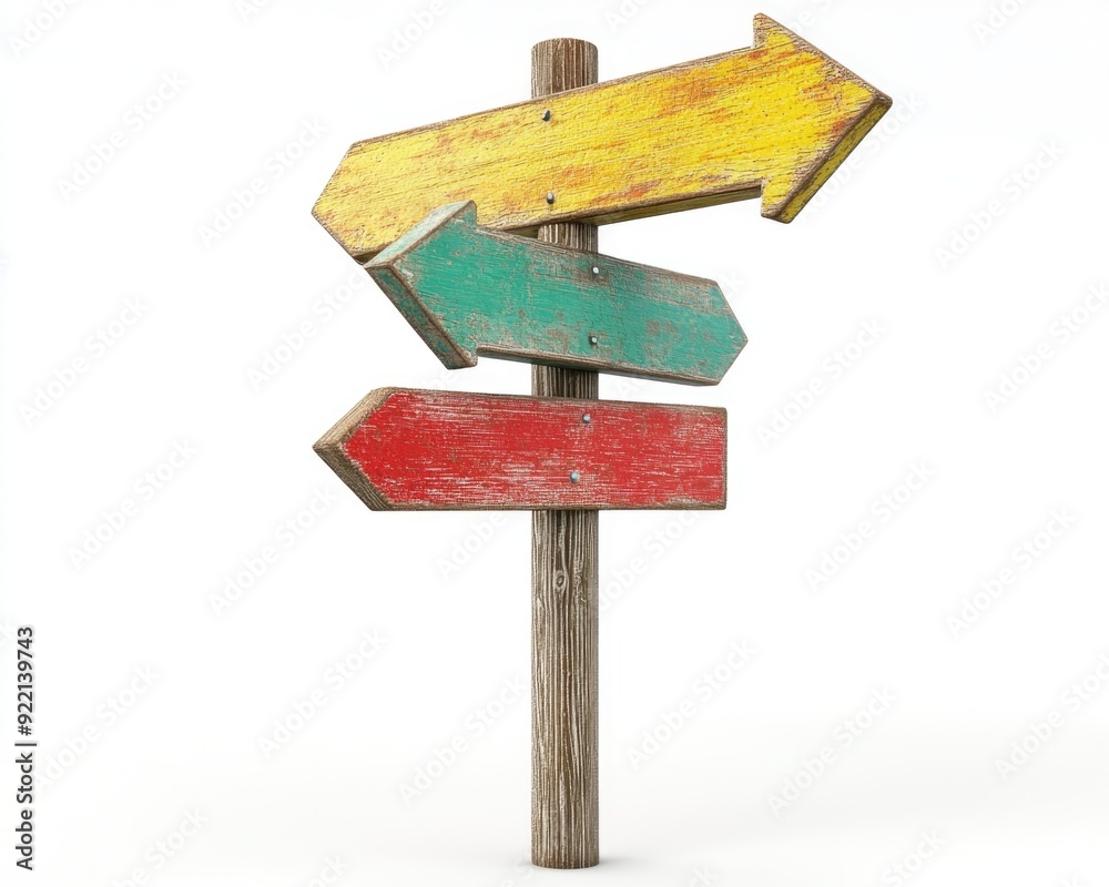 Choosing A Major. Three-Dimensional Direction Sign of Majors on a Colourful Background Choosing A Major. Three-Dimensional Direction Sign of Majors on a Colourful Background