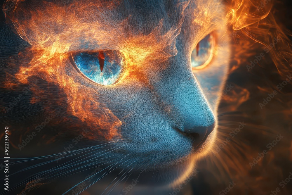 abstract feline entity embraces multidimensional crystal cosmic ...