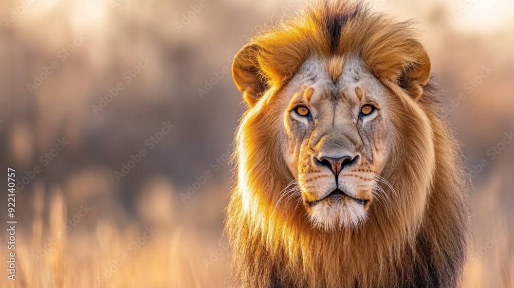 Obraz premium Majestic Lion in the Golden Hour