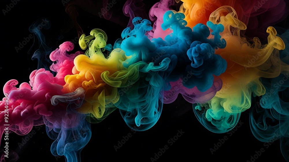 Colorful smoke black background Colorful smoke black background