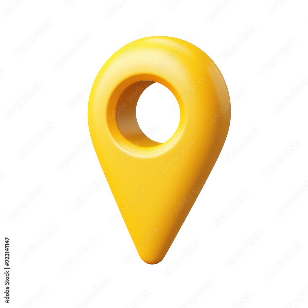 3D yellow map pin icon representing location or navigation marker on white background. 3D yellow map pin icon representing location or navigation marker on white background.