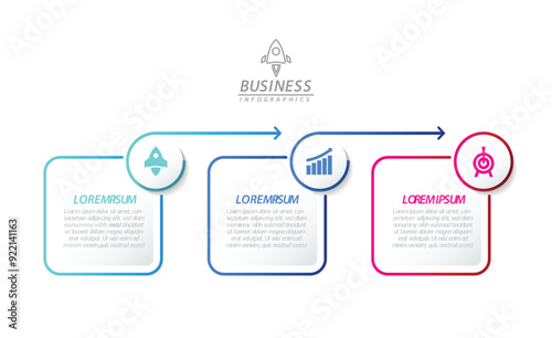 Vector infographic business presentation template connected with 3 options