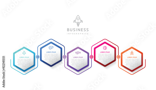Vector infographic business presentation template connected with 5 options