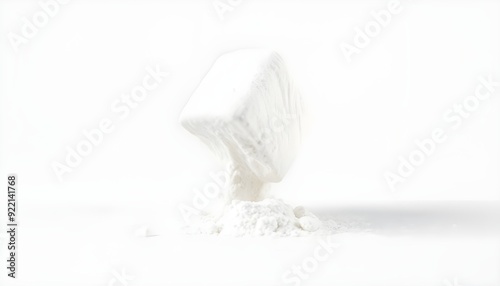 Falling marshmallow isolated on white background, clipping path, full depth of field