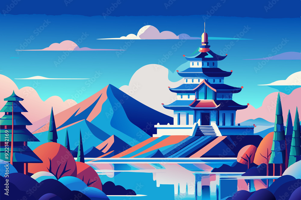 Fototapeta premium landscape with castle