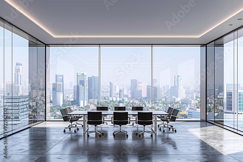 ai generative meeting room on the top floor of the building with glass windows