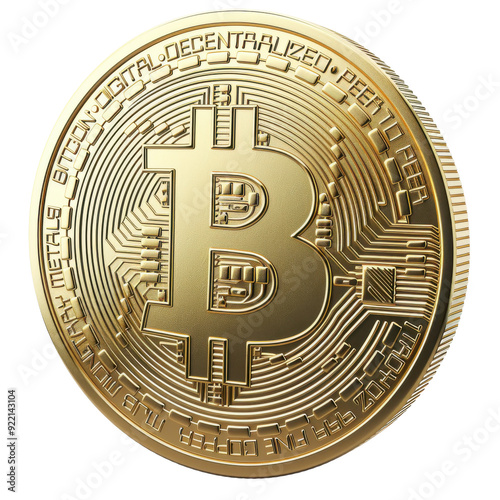 High-resolution golden Bitcoin coin image representing cryptocurrency and blockchain technology for digital finance and investment concepts.