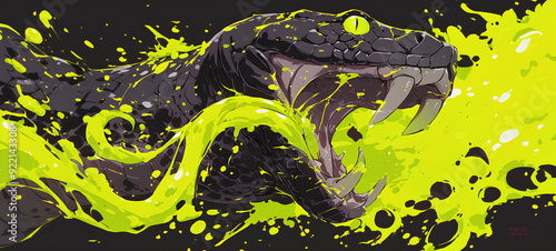 black and green viper snake venom poison effect illustration