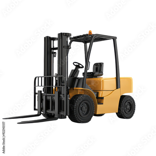 Yellow forklift image featuring a modern industrial vehicle used for lifting and moving heavy materials in warehouses or construction sites.