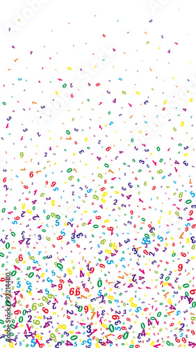 Flying colorful digits and numbers. School math
