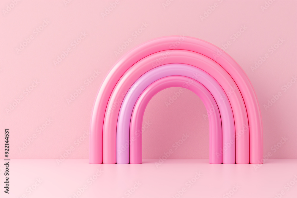 Product Display, Pink monochrome rainbow arch on matching pastel pink background, creating a soft and minimalistic design ideal for children's room decor or creative projects. Product Display, Pink monochrome rainbow arch on matching pastel pink background, creating a soft and minimalistic design ideal for children's room decor or creative projects.