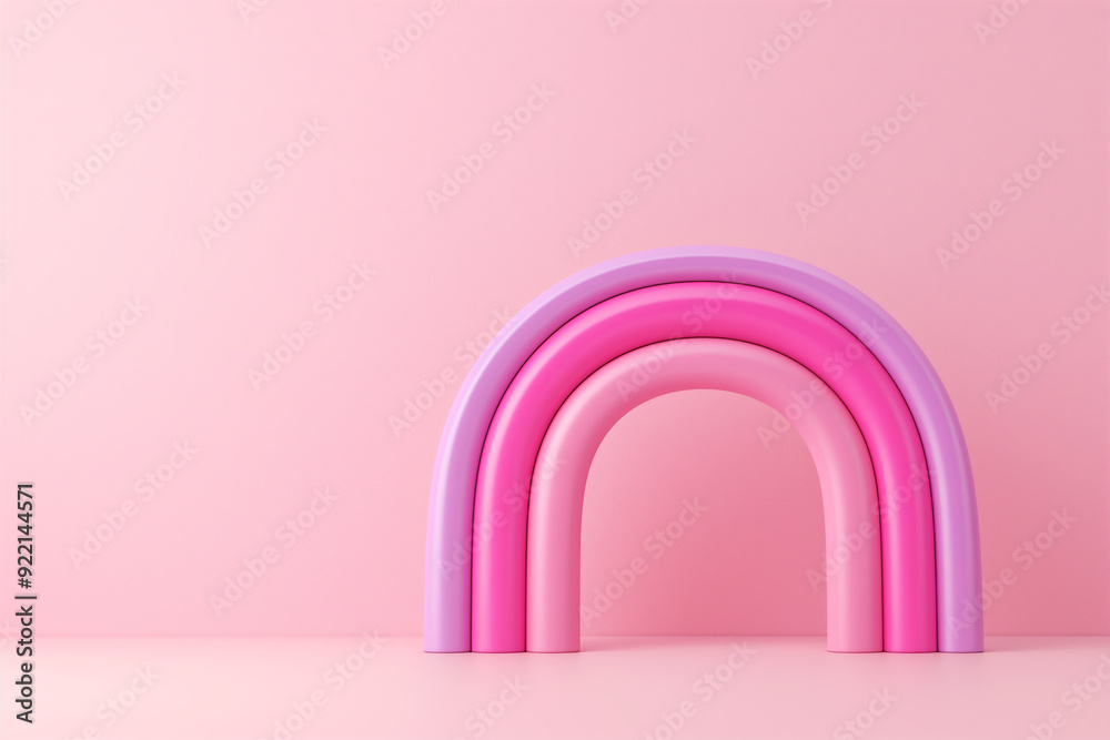 Product Display, Pink monochrome rainbow arch on matching pastel pink background, creating a soft and minimalistic design ideal for children's room decor or creative projects. Product Display, Pink monochrome rainbow arch on matching pastel pink background, creating a soft and minimalistic design ideal for children's room decor or creative projects.