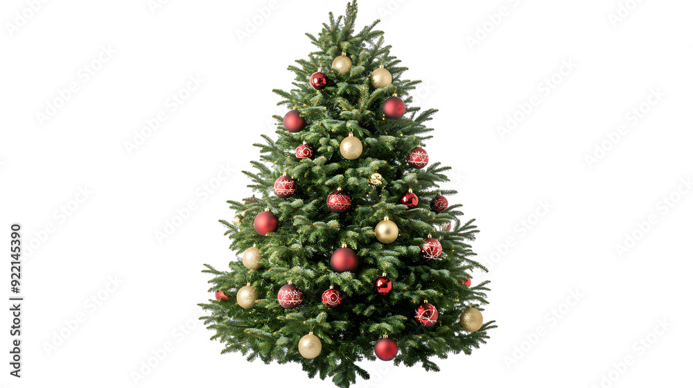 Tree decorated with Christmas decorations, isolated on white background Tree decorated with Christmas decorations, isolated on white background