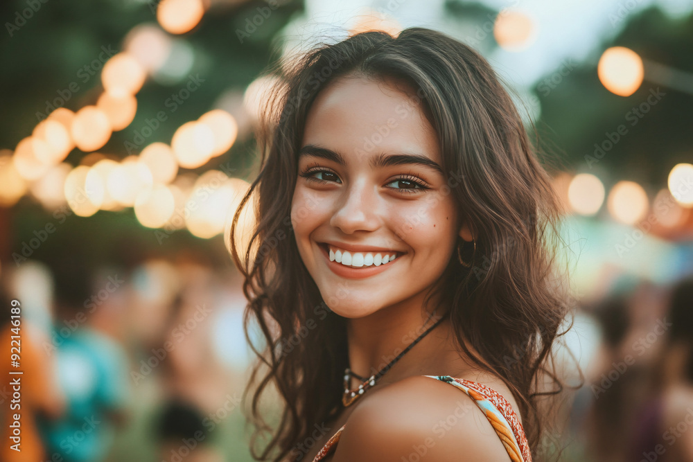 Obraz premium Joyful Celebration: Happy Girl Enjoying a Festival