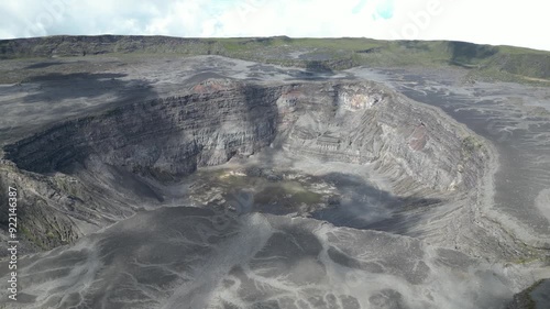 scenic lava rock formation aerial view in Mount Karthala or Karthola active volcano in Grande Comore island in Comoros photo