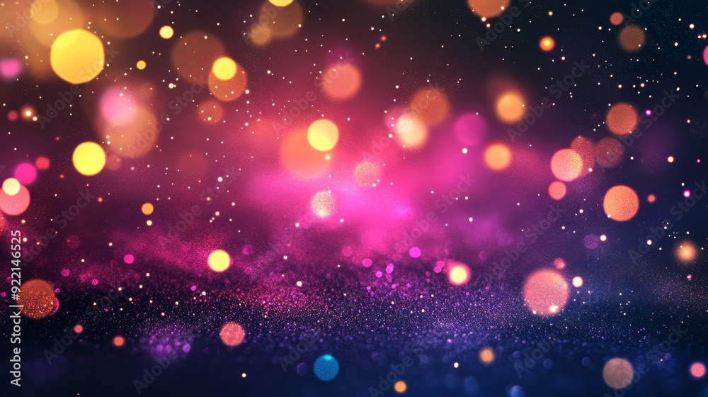 The background features a glitter gradient with a hologram effect and magic lights bokeh The background features a glitter gradient with a hologram effect and magic lights bokeh