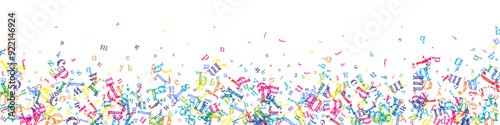 Flying latin letters. Colorful childish scattered
