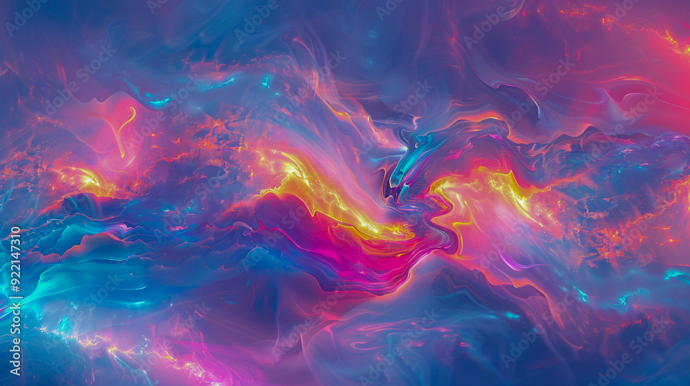 Fototapeta premium Iridescent Neon Background with Holographic Abstract Patterns and Soft Pastel Colors - Dreamy, Ethereal Digital Art with Seamless Blending