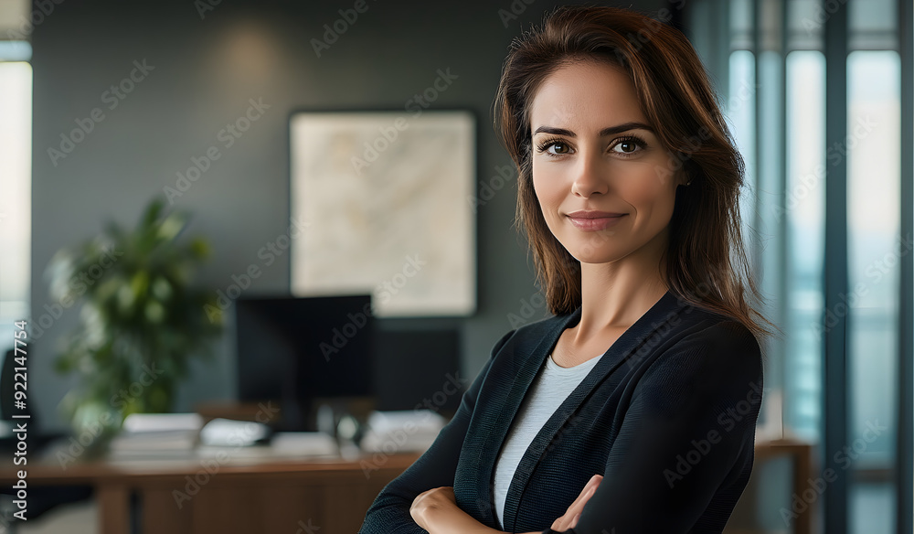 a woman standing in an office setting looking at the camera a woman standing in an office setting looking at the camera