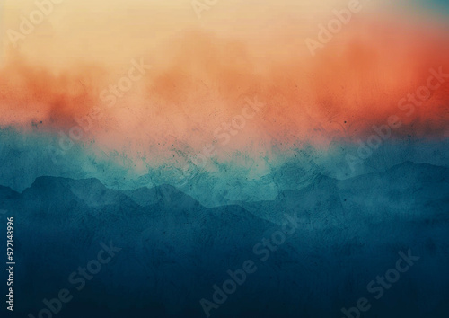 Minimalist Blurred Blue and Orange Gradient with Grainy Texture - Soft Edged Abstract Shapes, Modern Design, Neutral Palette, and High-Resolution Minimalist Aesthetic