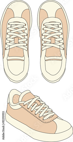 Sneakers shoes vector, Sneakers in flat style, Isolated sneakers shoes fashion, Sneakers drawing flat