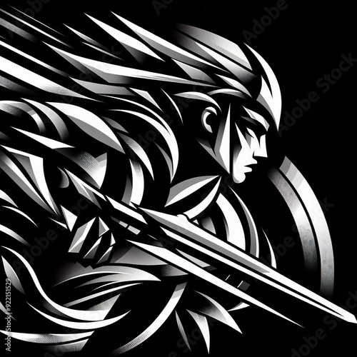 45 11 Abstract Woman Warrior A fierce and bold depiction of a wo photo