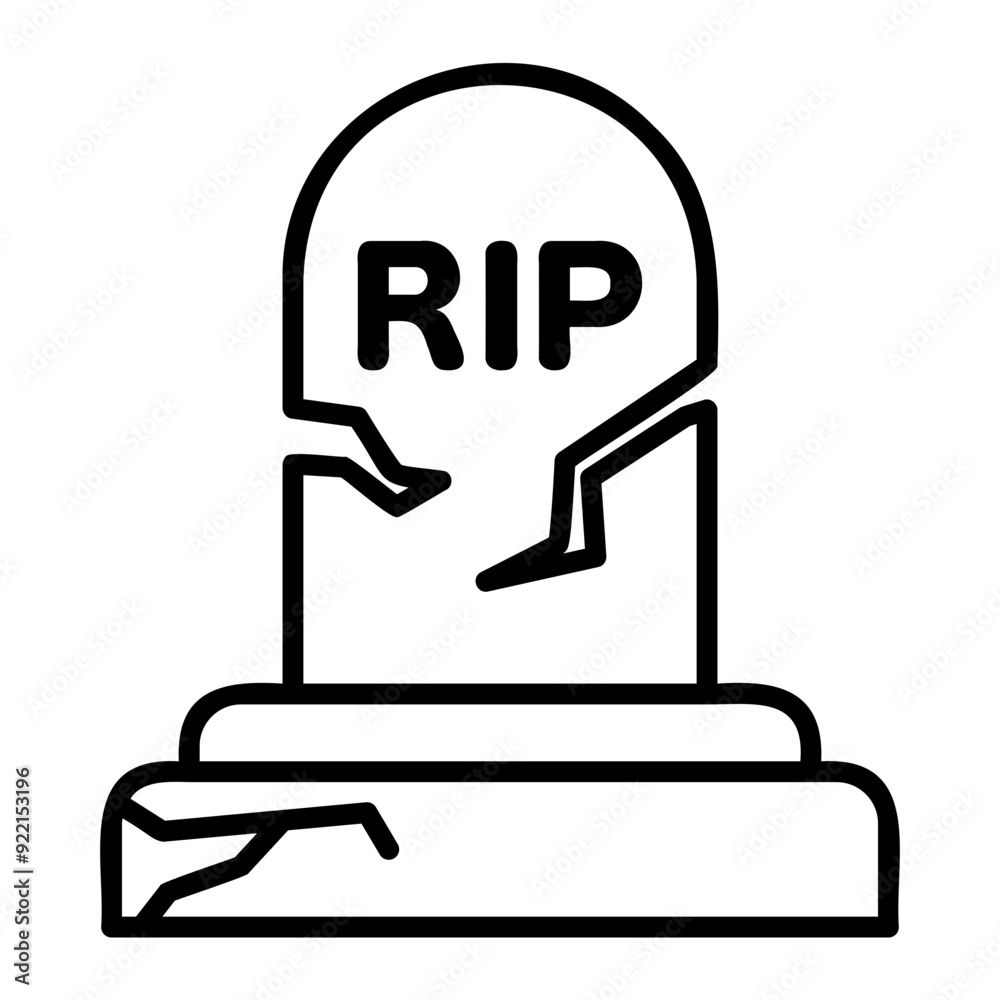 Cracked Gravestone Outline Icon Cracked Gravestone Outline Icon