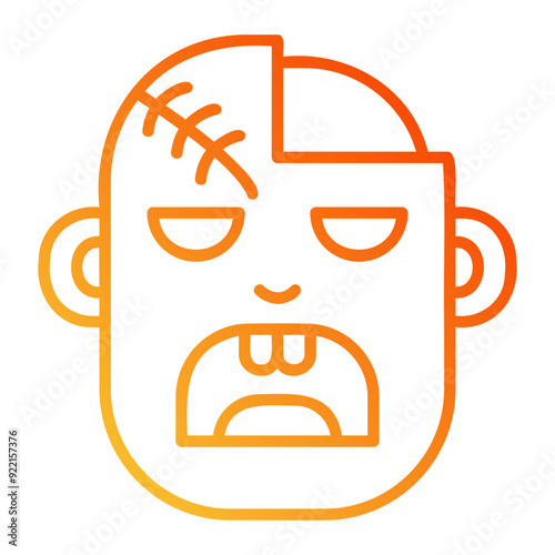 Zombie Head Outline Gradient Icon
