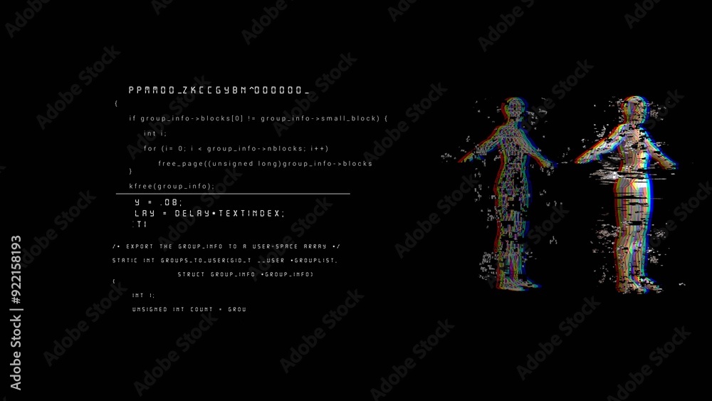 Obraz premium HUD with white lines, text and human 3D sciFi