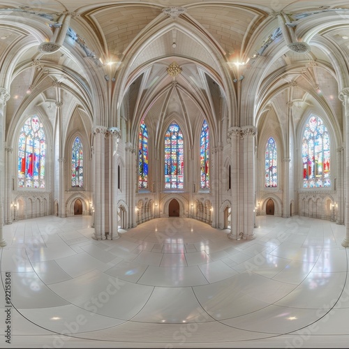 Enchanting Gothic Cathedral Interior in 32k Super-Resolution - Richard Boll's Style with Stained Glass and HDRI Lighting on White Background